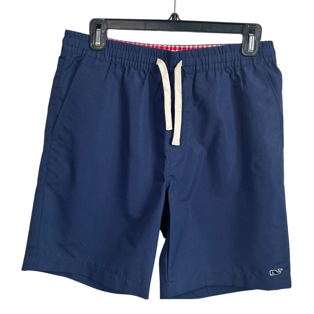 Vineyard Vines for Target Navy Swim Trunks Whale Logo Gingham Lined Size S Beach